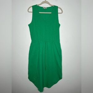 LOFT Vibrant Green Midi Dress 100% Cotton Size Medium Spring Break Summer